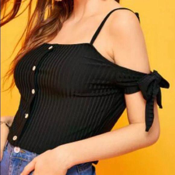 BRAND NEW OFF THE SHOULDER TIE SLEEVES TOP - Picture 4 of 4